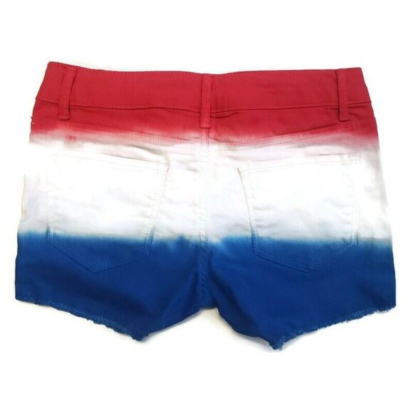 Favorite Shortie SO Girls Size 14 Flag Cuffed Jean Shorts Red White Blue - Picture 4 of 4